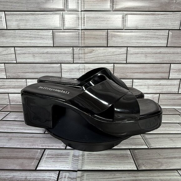 Jeffrey Campbell Shoes - Jeffrey Campbell Black Shiny Bubblegum Mule Sandal Shoe Size 6-NEW